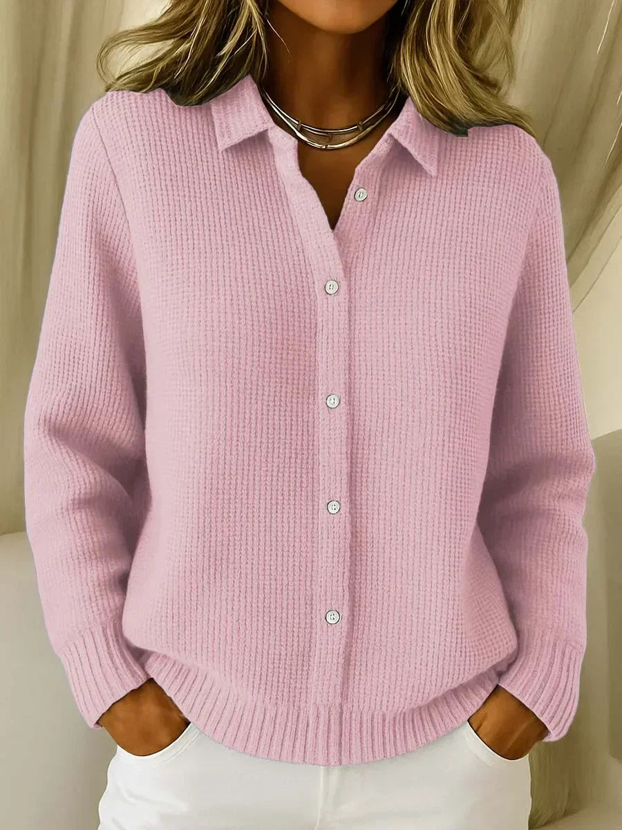 Katrina | Texturerad Stickad Knapp Cardigan