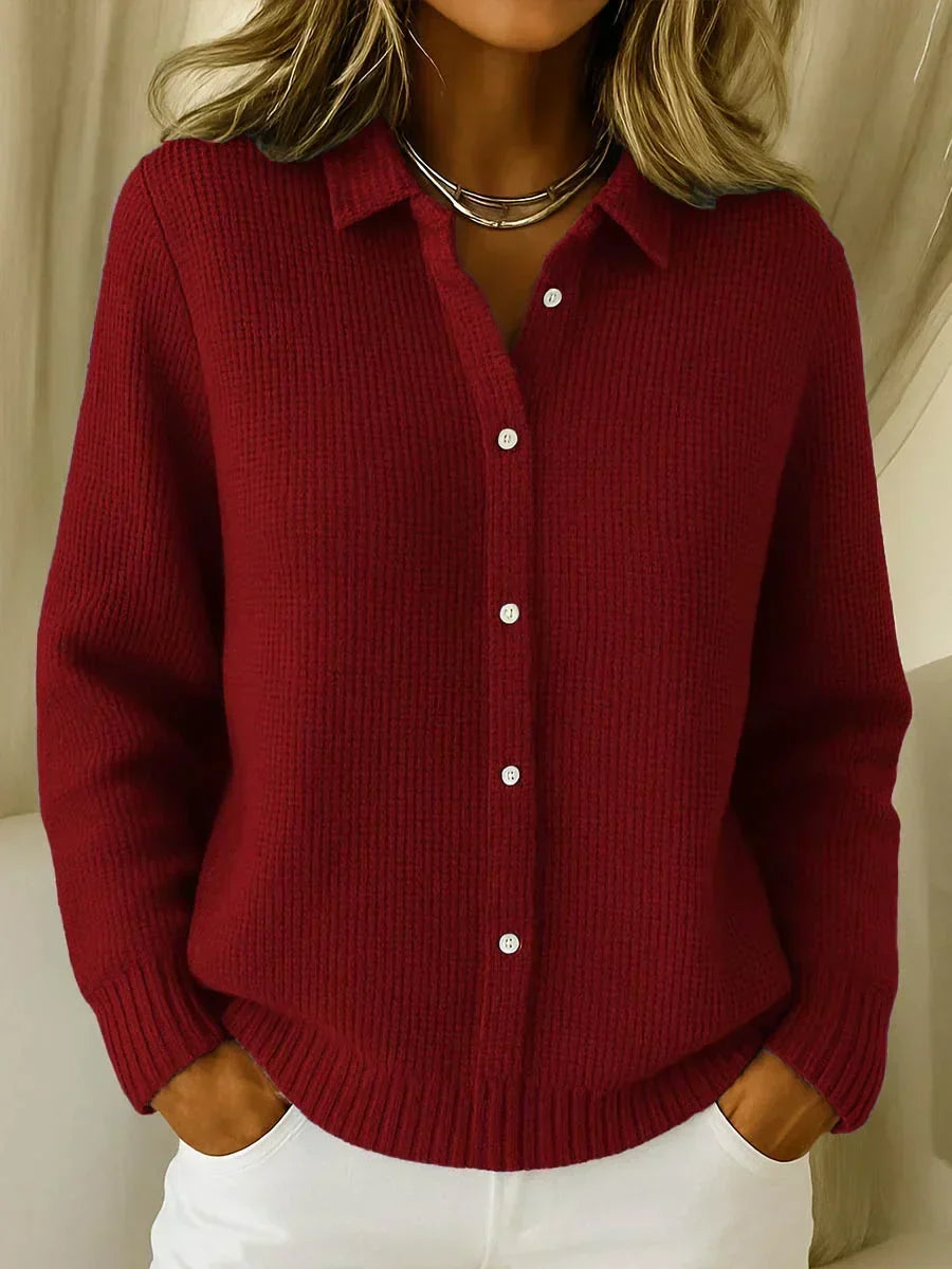 Katrina | Texturerad Stickad Knapp Cardigan