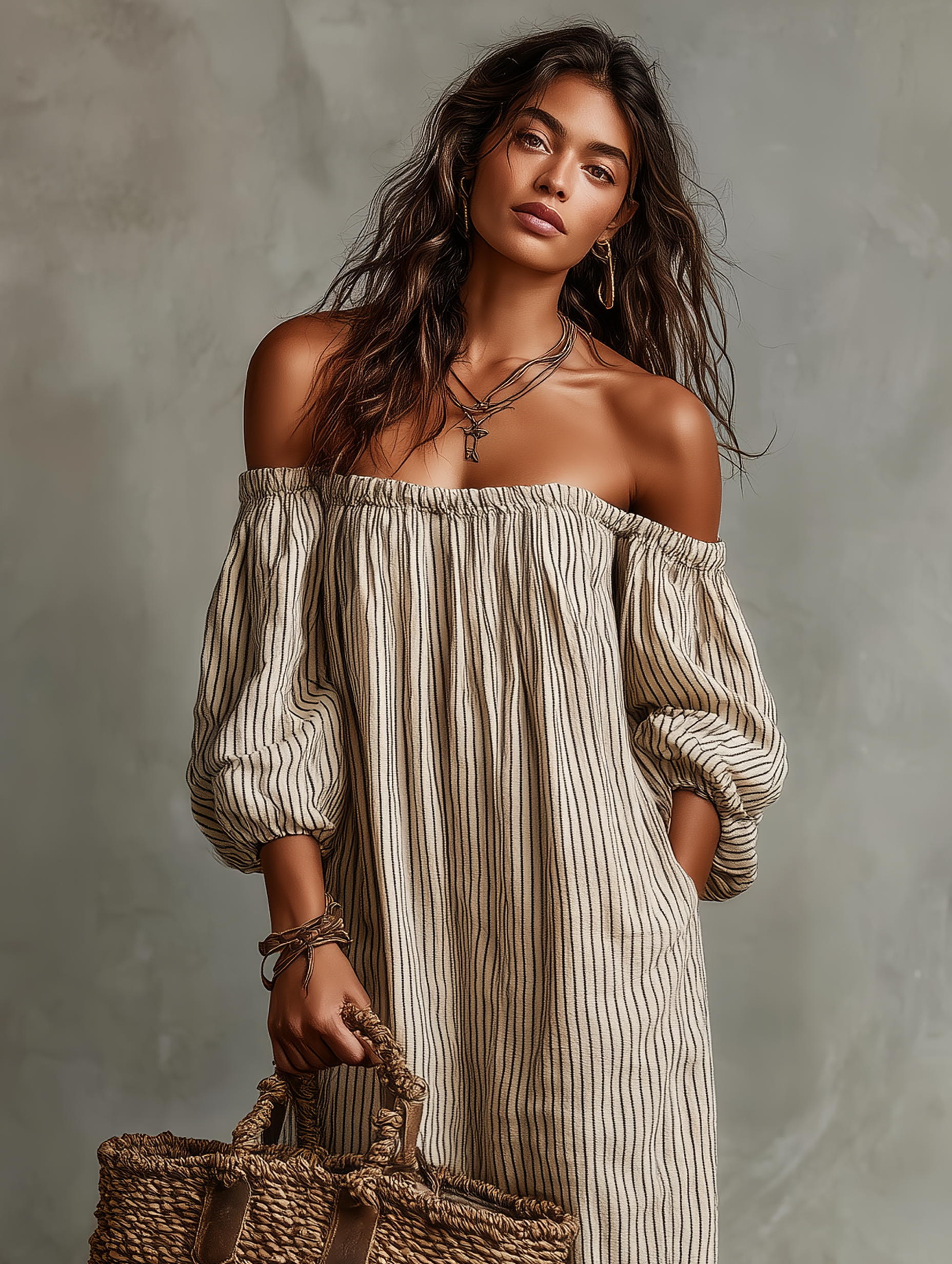 Callista | Lång Klänning med Off-the-Shoulder Urringning
