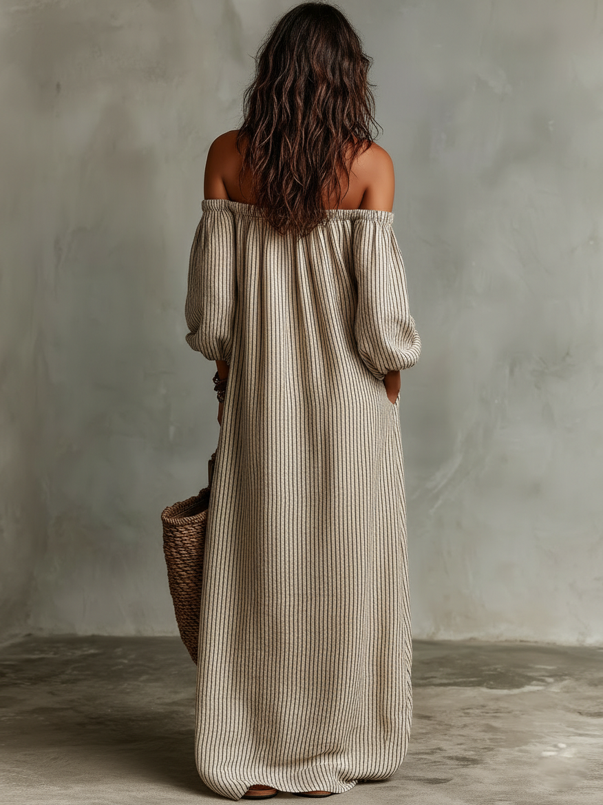 Callista | Lång Klänning med Off-the-Shoulder Urringning
